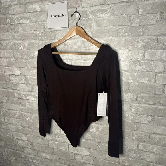 Lululemon Nulu Square Neck Long Sleeve Bodysuit Thong Cut NWT Size Large (FRPR) - Picture 4 of 16